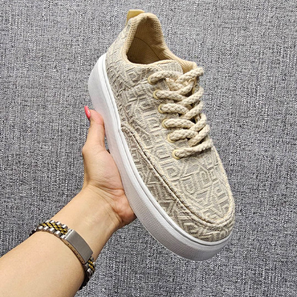 کفش ونس مردانه مدل پارچهای طرحدار کرم